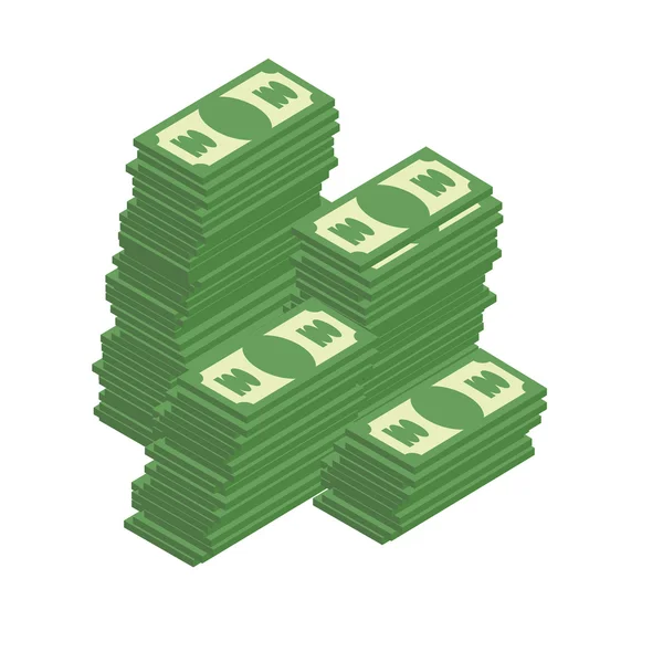 Bunch of cash. Piles of dollars. Wealth. Vector illustration. — Stockový vektor