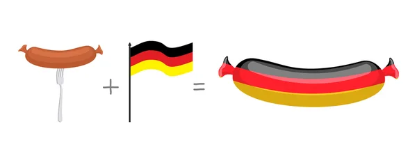 Sausage and German flag. Made in Germany, traditional German qua — Wektor stockowy