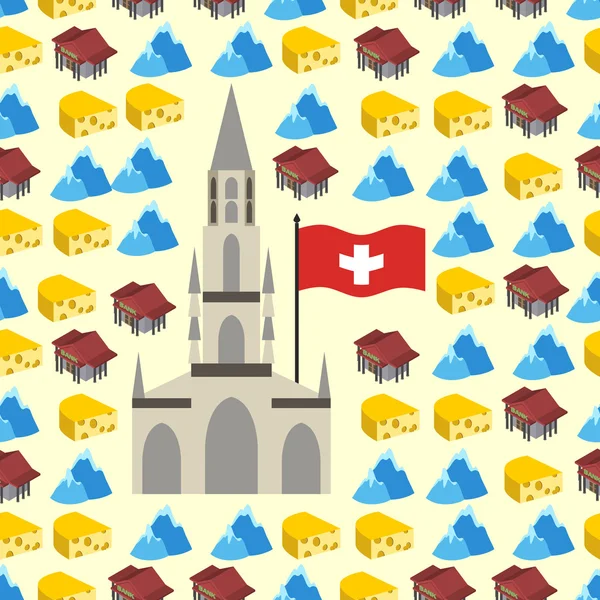 Швейцария бесшовный узор символов страны. Банки и Ал — стоковый вектор