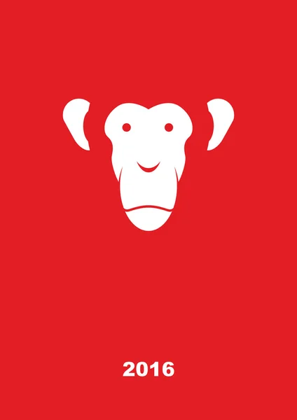 Monkey year 2016. Year of fire monkey. Greeting card on a red ba — Wektor stockowy