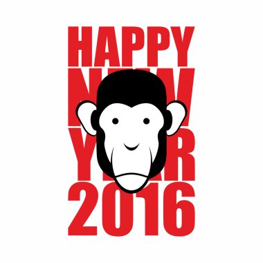 Happy new year 2016. Year of monkey. Animal on  Chinese calendar
