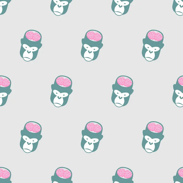 Monkey Brains Gorilla seamless pattern. Vector background of ani — 图库矢量图片