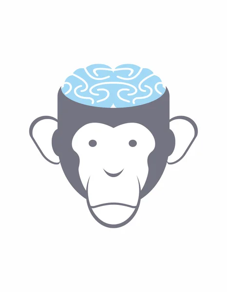 Monkey brain Blue. Animal Head vector illustration. Logo for Res — Wektor stockowy