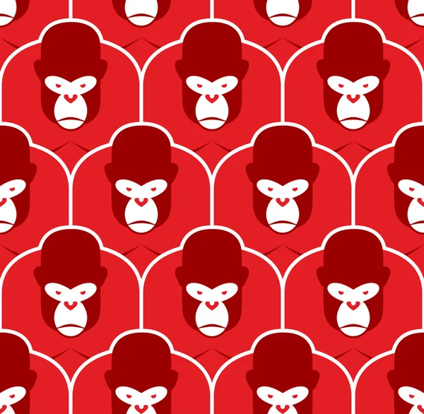 Gorilla seamless pattern. Flock of Angry red big monkey. Backgro — Wektor stockowy