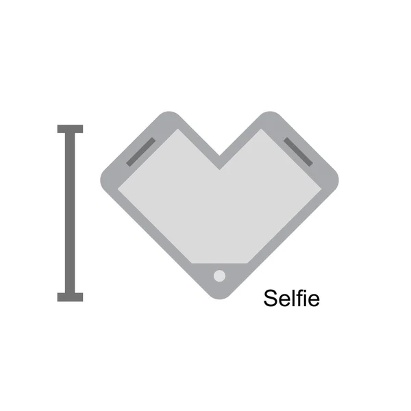I love selfi. Phone as a symbol of heart. Vector illustration. I — Stockvector