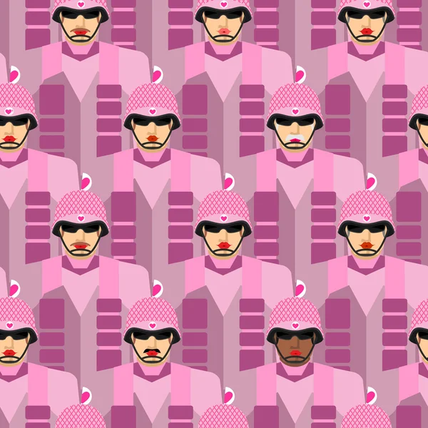 Pink Army seamless pattern. Vector Background of pink military s — Wektor stockowy