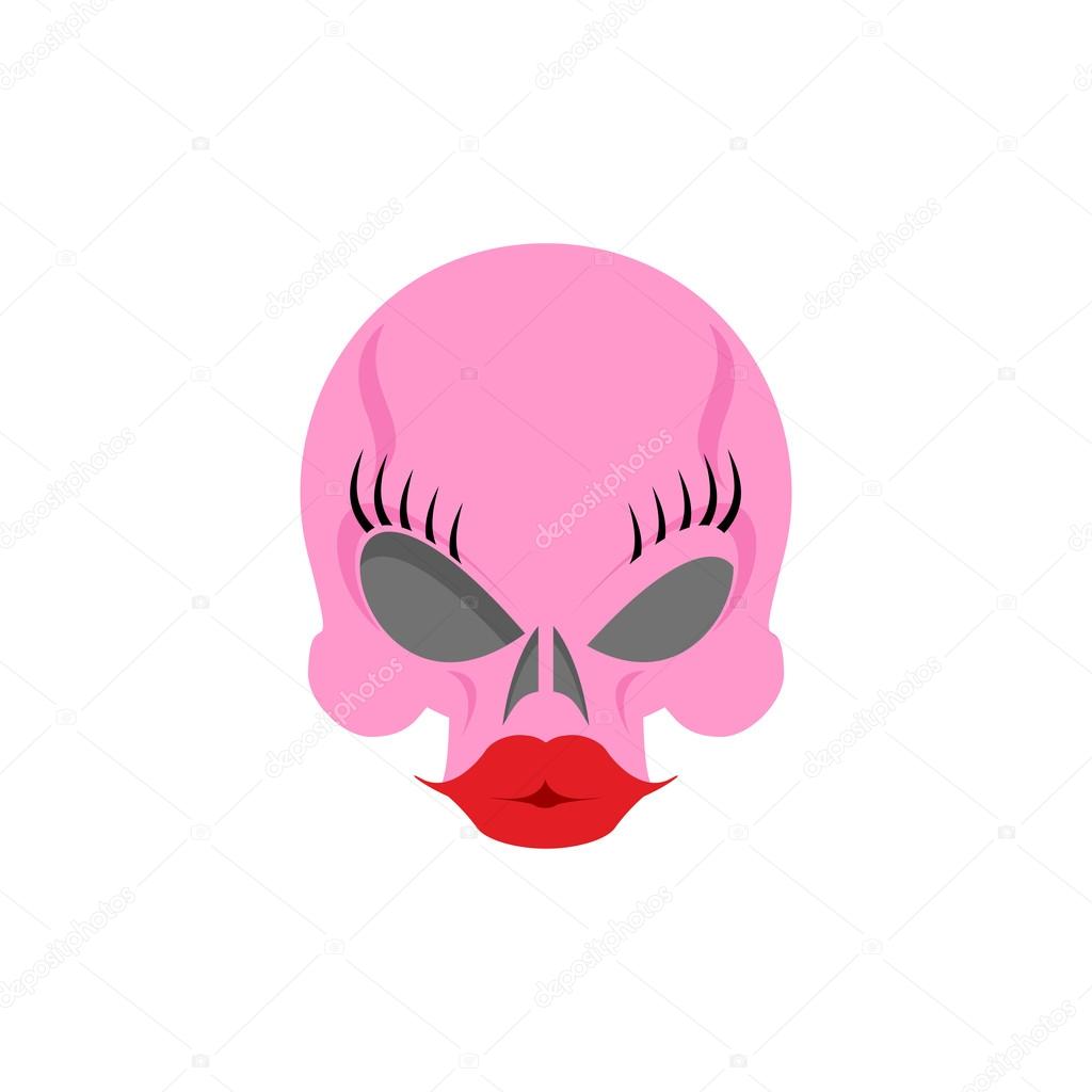 Pink Women skull blondes with big red silicone lips and eye make