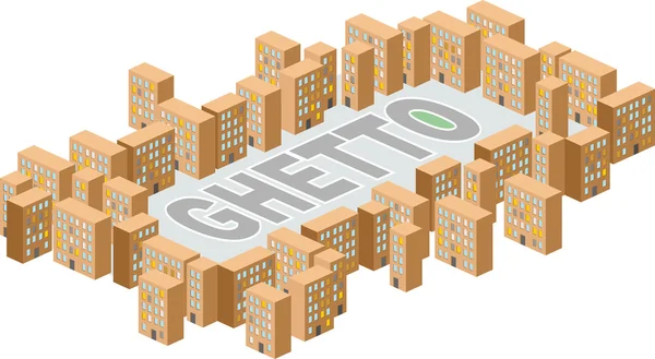 Ghetto district. Building in form of letters. Vector illustratio — Wektor stockowy