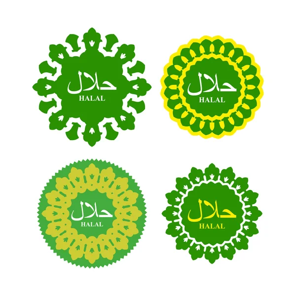 Halal logo or seal for products. National Islamic Arabic element — 图库矢量图片