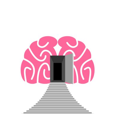 Open door and step of  human brain. Entrance into  subconscious.