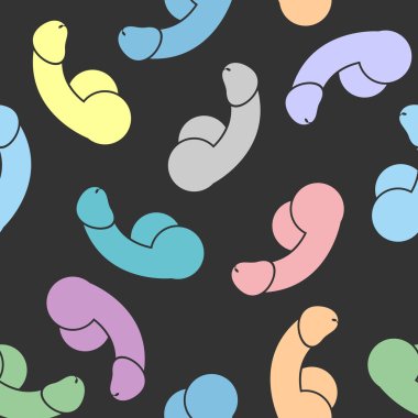 Colourful penises. seamless pattern penis. Vector background clipart