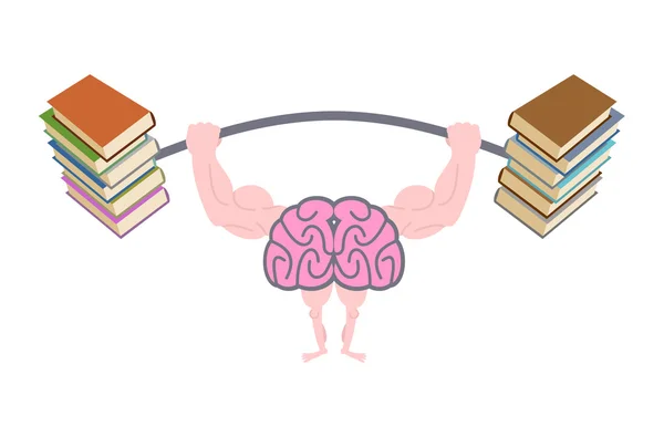 Pumping up brains. Strong brain with big muscles are engaged in 
