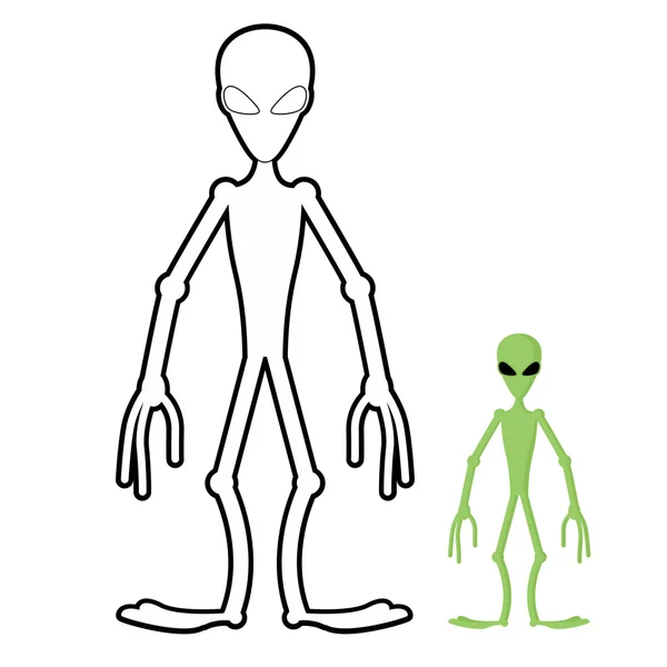 Alien coloring book. Humanoid space alien. Vector illustration. — Stock vektor