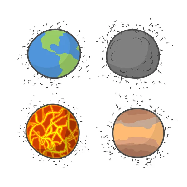 Set space planets and stars on a white background. Vector illust — ストックベクタ