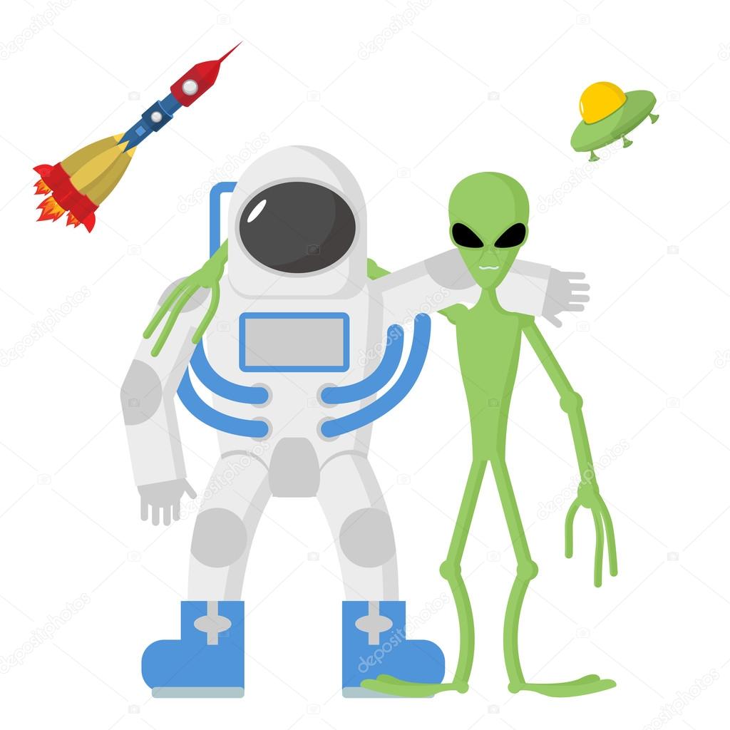 Vetores de Astronauta De Desenho Animado E Alienígena Verde Tirando Selfie  Juntos e mais imagens de Amizade - iStock