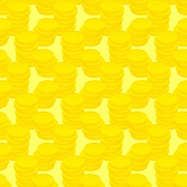 Pile gold coins seamless pattern, money. Vector background 