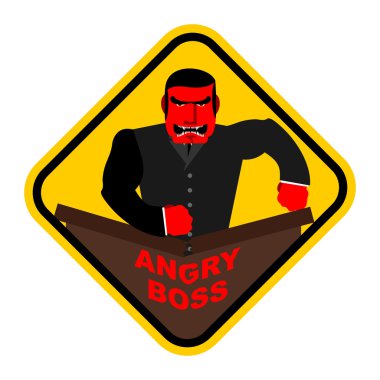 Ferocious boss. Chief, businessman red with anger. Breaks the ta clipart