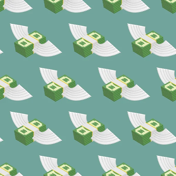 Dollars Cash with wings seamless pattern. Vector backgroun — Stock vektor