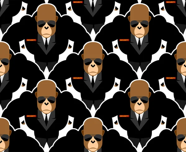 Security guard monkey seamless pattern. Bodyguards Gorilla Vecto — Διανυσματικό Αρχείο