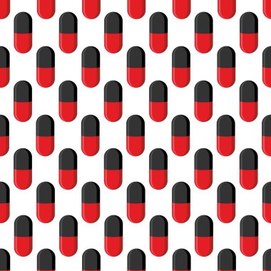 Capsule medical seamless pattern. Pills vector background