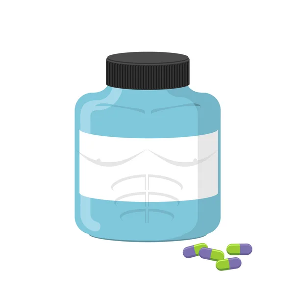 Contenedor de nutrición deportiva, suplementos de culturismo. Dope capsu — Vector de stock