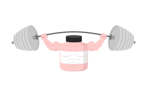Pink Container sports nutrition  Press Overhead barbell. Vector — ストックベクタ