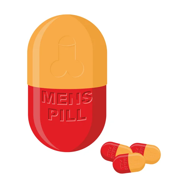 Mens pills. Pills for mens health and strength. Vector illustrat — Stok Vektör