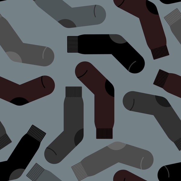 Black and gray mens socks seamless pattern. Vector background fo