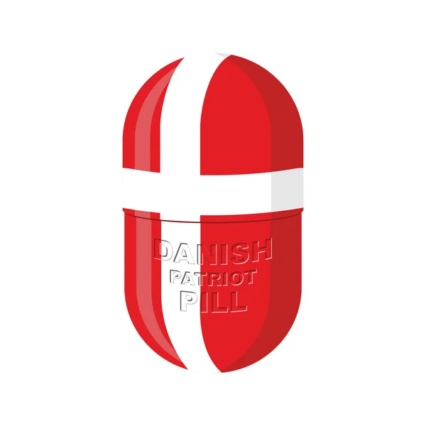 Pillola patriottica danese. Danimarca Bandiera delle capsule. Illustrazione vettoriale — Vettoriale Stock