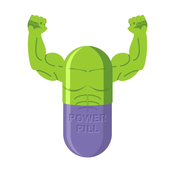 Power pills. Tablets for bodybuilding. Medication with big muscl — Stock Vector