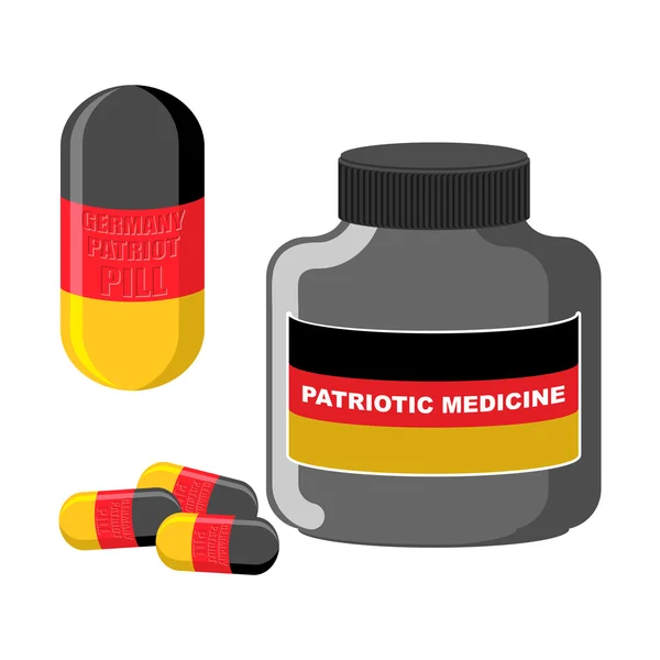 Medicina patriótica Alemanha. Comprimidos com uma bandeira alemã. Vector doente —  Vetores de Stock