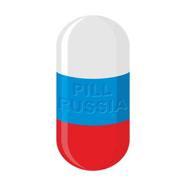 ロシアの錠剤。ロシア カプセル フラグ。医療のベクトル図 — ストックベクタ