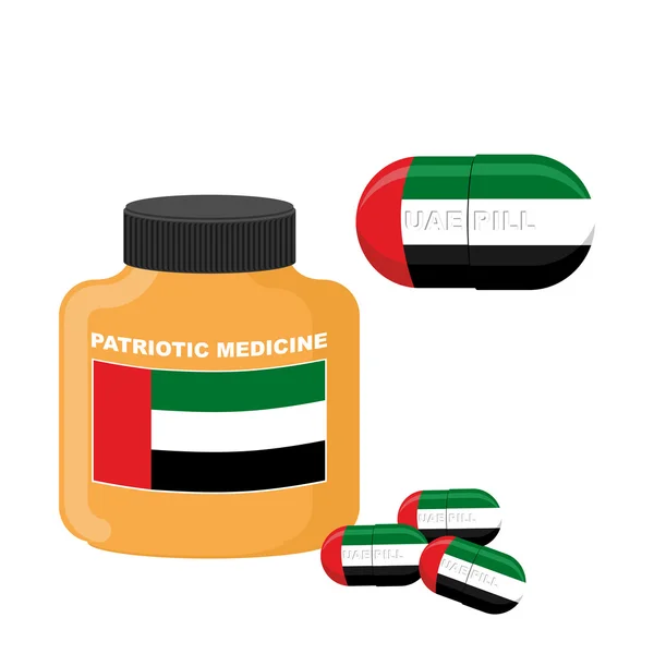 Εθνική πατριωτική ιατρικής ΗΑΕ. Χάπι με τη σημαία της το Unite — Διανυσματικό Αρχείο