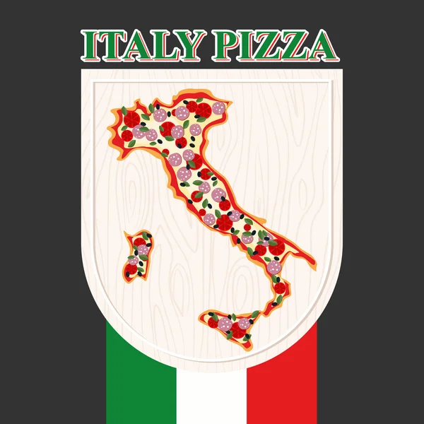 Une pizza italienne. Signez pour un restaurant ou un café. Pizza en silhouette — Image vectorielle