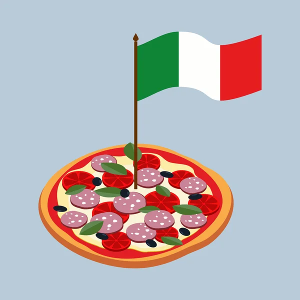 Pizza with flag of Italy. Italian national food. — Stock Vector