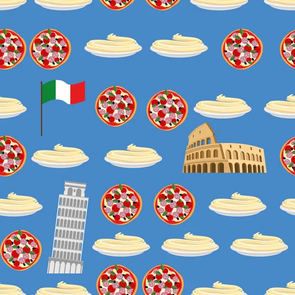 Италия бесшовная модель. Осмотр достопримечательностей: Leaning Tower of Pisa, Colo — стоковый вектор