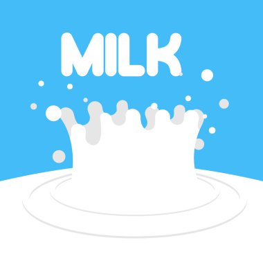 Splash of fresh white milk on a blue background. Vector illustra
