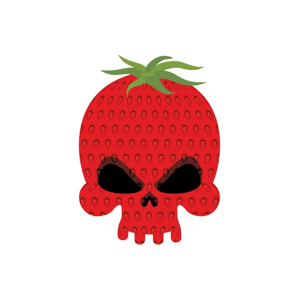 Ripe Strawberry skull. Red head skeleton with texture of berries — ストックベクタ