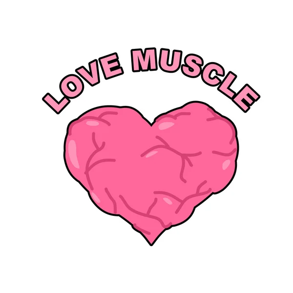 J'adore les muscles. Coeur athlétique fort avec muscles et veines. Vecto — Image vectorielle