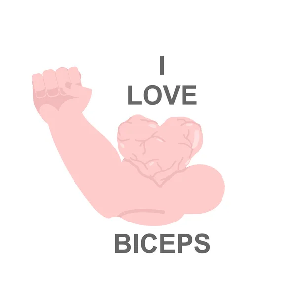 J'adore les biceps. Mon coeur musclé. bodybuilder main avec énorme mu — Image vectorielle