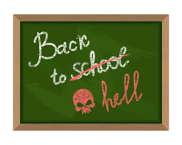 Back to school (crossed out in hell). The inscription on the Gre — Stock Vector