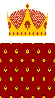 Set Crown and mantle. Royal Crown. Jewelry accessory made of gol
