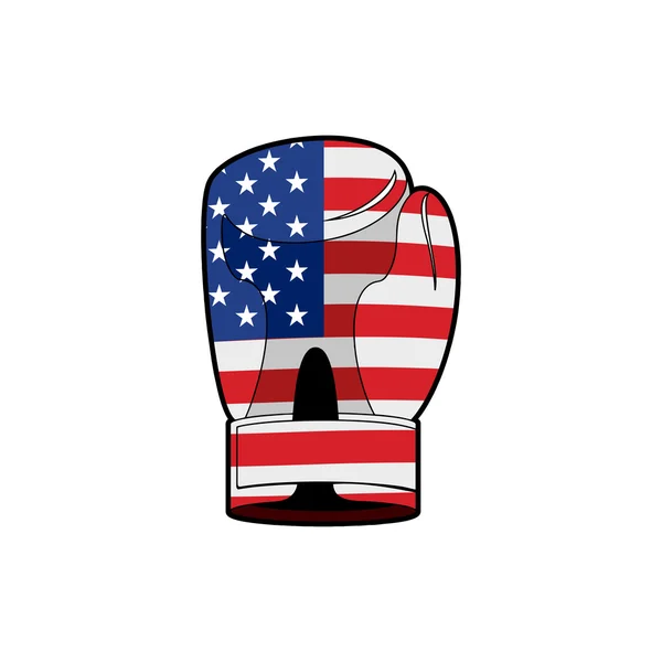 Guanto da boxe con bandiera degli Stati Uniti. Accessori sportivi strutturato America — Vettoriale Stock