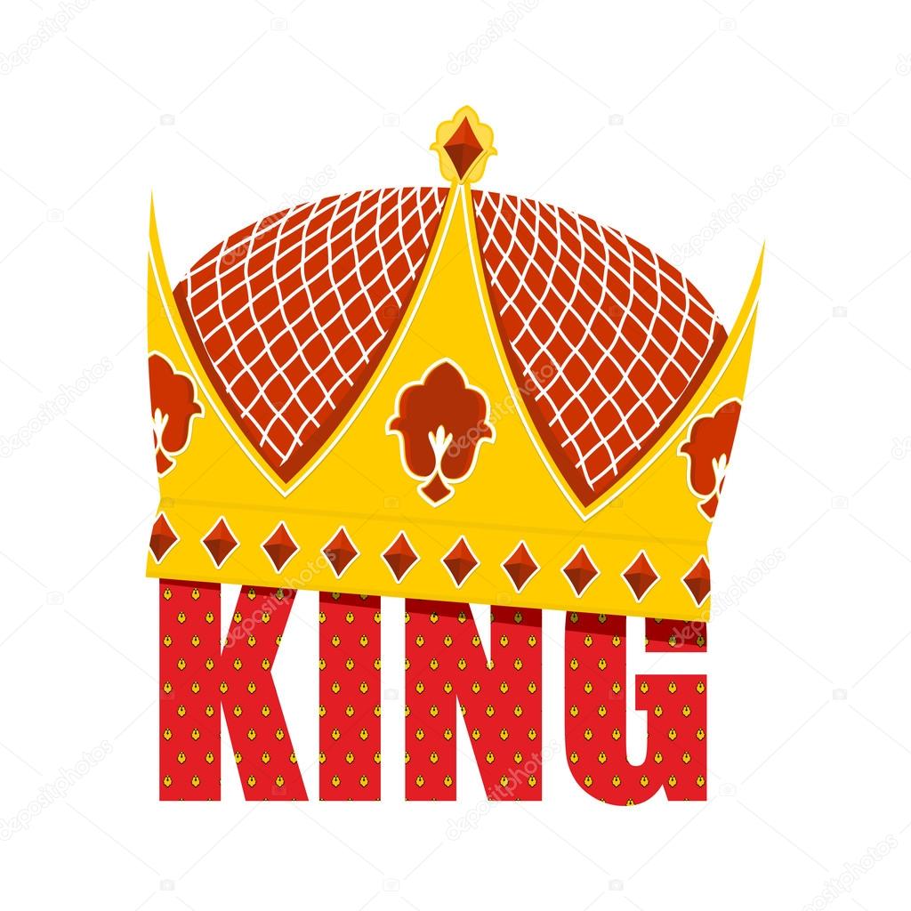 Gold Crown with diamonds. Crown for King. Vector illustration Ro