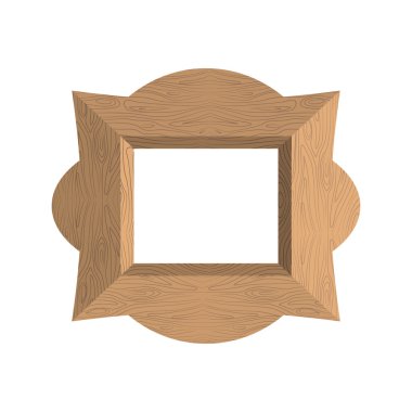 Creative wooden frame. Vector illustration of an empty photo fra