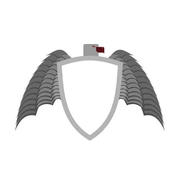 Ferocious gray bird heraldic element for  coat of arms. White sh — Stockový vektor