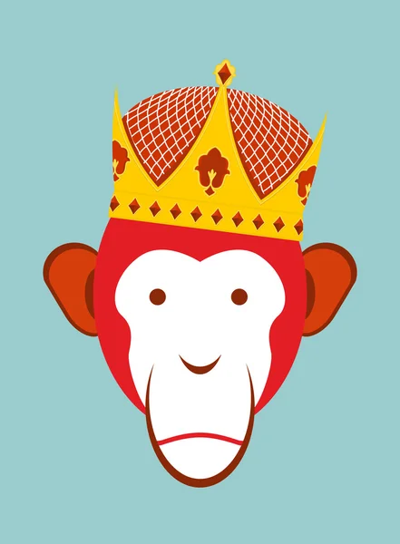 Macaco Vermelho na Coroa Imperial. Chimpanzé cabeça é um símbolo de Chi — Vetor de Stock