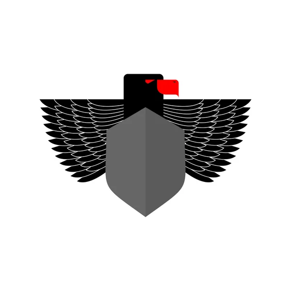 Escudo de Armas Águila. Con espacio para texto. Emblema negro aterrador pájaro — Vector de stock