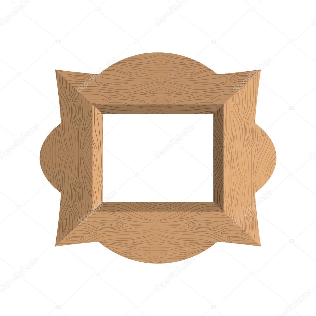 Creative wooden frame. Vector illustration of an empty photo fra