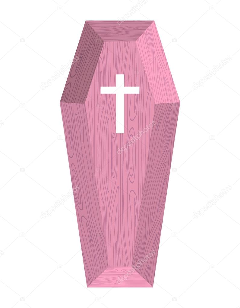 Pink coffin for blondes. Vector illustration of accessories for 